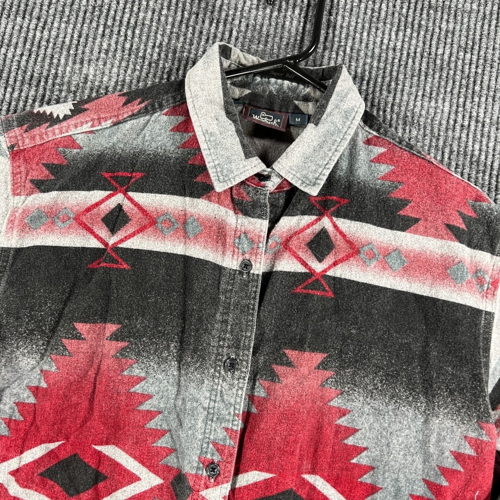 Vintage Woolrich Shirt Womens Medium Aztec Long Sleeve Button Up USA Made